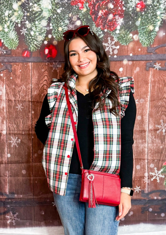 White Plaid Scottie Vest