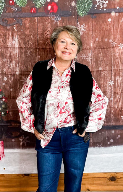 Black Faux Fur Vest