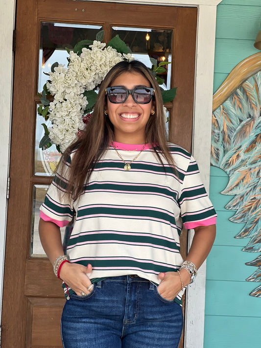 Hunter Stripe w/Pink Detail Top