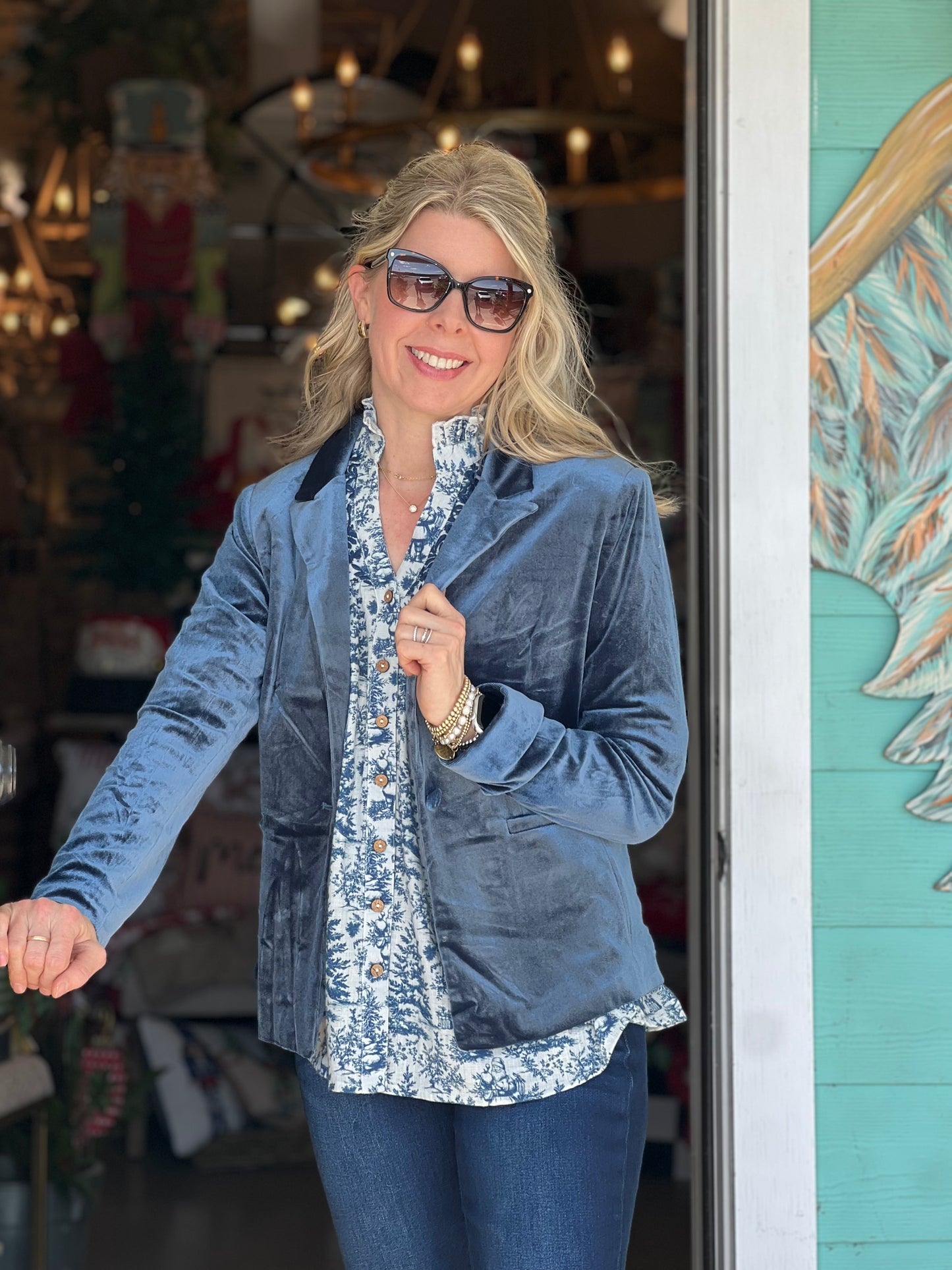 Sapphire Blue Velvet Blazer