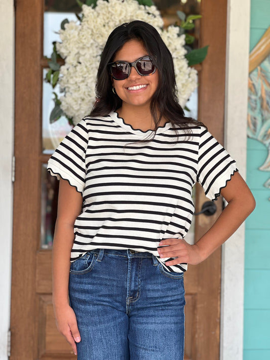 Ivory & Black Striped Brooke Top
