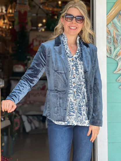 Sapphire Blue Velvet Blazer