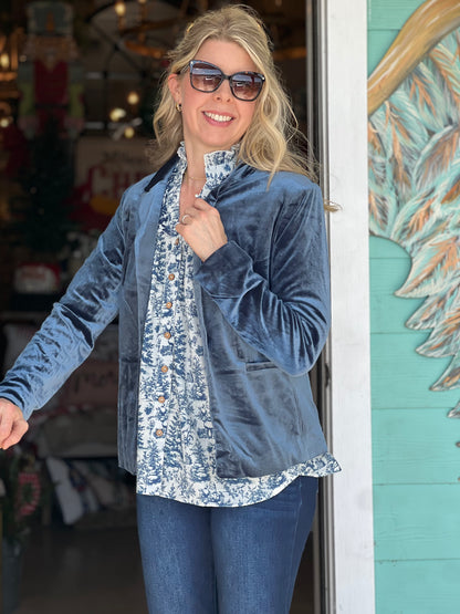 Sapphire Blue Velvet Blazer