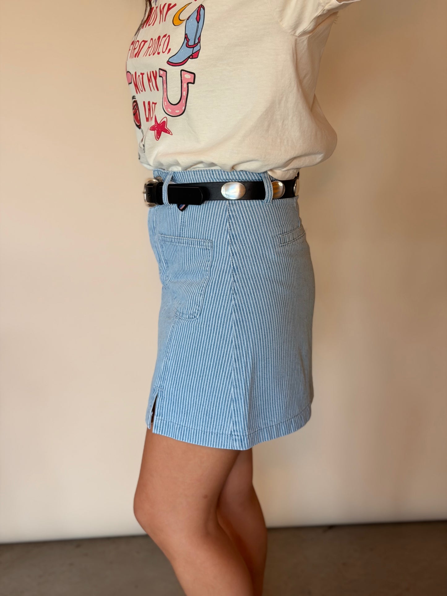 Striped Denim Mini Skirt