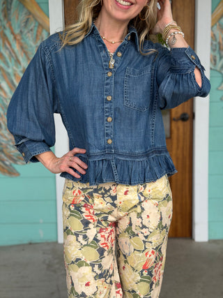 Ivy Jane Indigo Denim Peplum Jacket