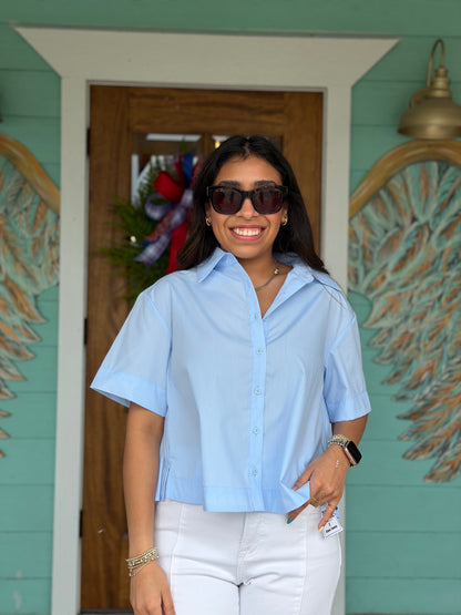 Baby Blue Collar Button Up Shirt