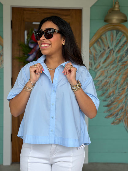 Baby Blue Collar Button Up Shirt