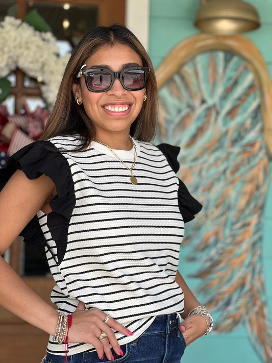 Black Striped Camille Top