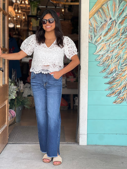 White Crochet Guipure Lace Top