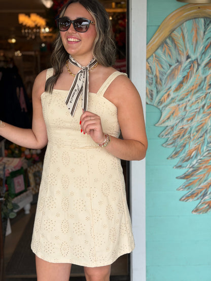 Cream Camilla Eyelet Mini Dress