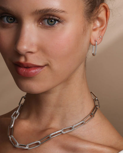 Melinda Maria Carrie Chain Huggies - Silver
