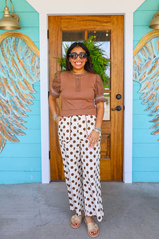 Cocoa Brown Fitted Blouse