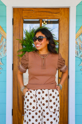 Cocoa Brown Fitted Blouse