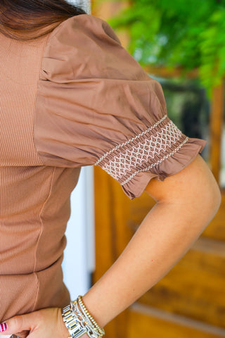 Cocoa Brown Fitted Blouse