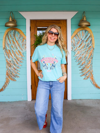 Mint Rhinestone Angel Graphic Tee