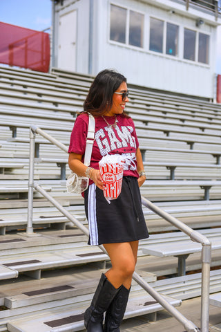 Black Sport Stripe Mini Skirt