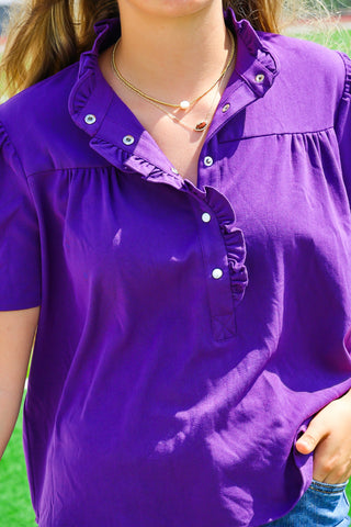 Addie Purple Collar Detail Top