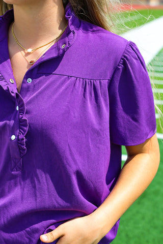 Addie Purple Collar Detail Top