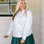 Layerz Renee White Jewel Button Top