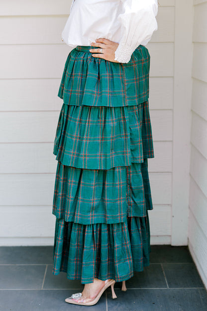 Layerz Riley Green Plaid Ruffle Skirt