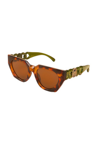 Powder Luxe Zelia Tortoise Shell/Olive Sunglasses