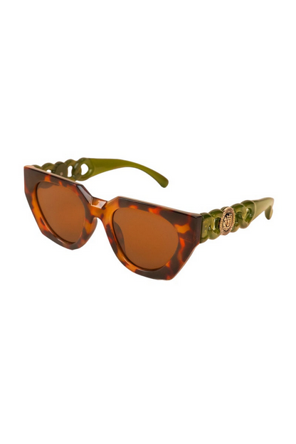 Powder Luxe Zelia Tortoise Shell/Olive Sunglasses