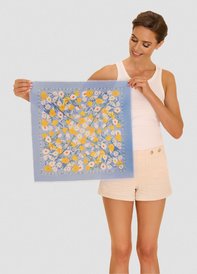 Powder Marvelous Meadow Blue Cotton Bandana