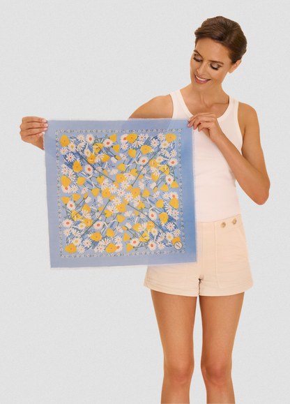 Powder Marvelous Meadow Blue Cotton Bandana