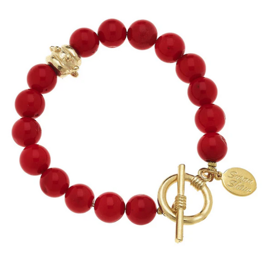 Susan Shaw Red Coral Gold Togle Bracelet