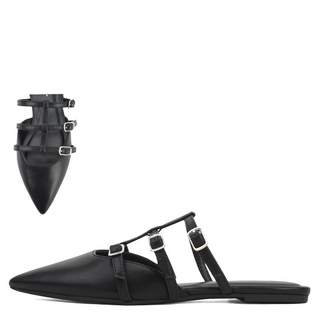 Elkie Black Buckle Slide
