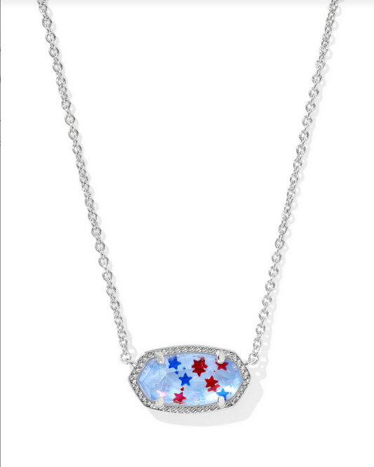 Kendra Scott Elisa Pendant Necklace Silver Red White Blue Star Illusion
