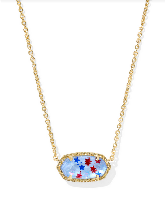 Kendra Scott Elisa Gold Red White Blue Star Illusion Pendant Necklace