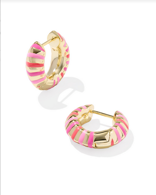 Kendra Scott Mikki Enamel Gold Pink Mix Huggie