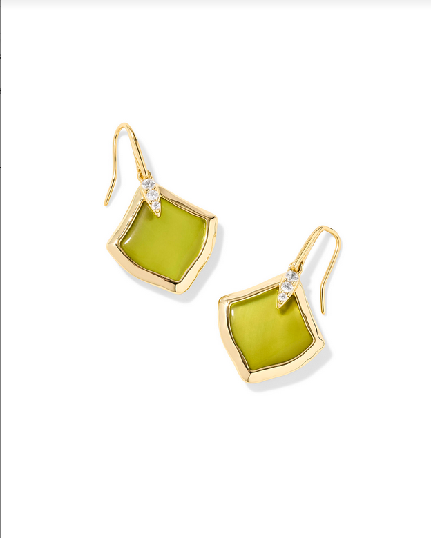 Kendra Scott Joelle Gold Chartreuse Green MOP Drop Earring