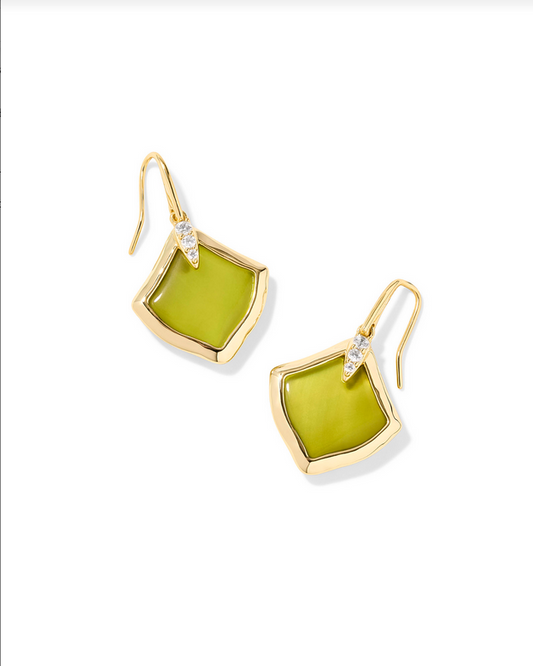 Kendra Scott Joelle Gold Chartreuse Green MOP Drop Earring