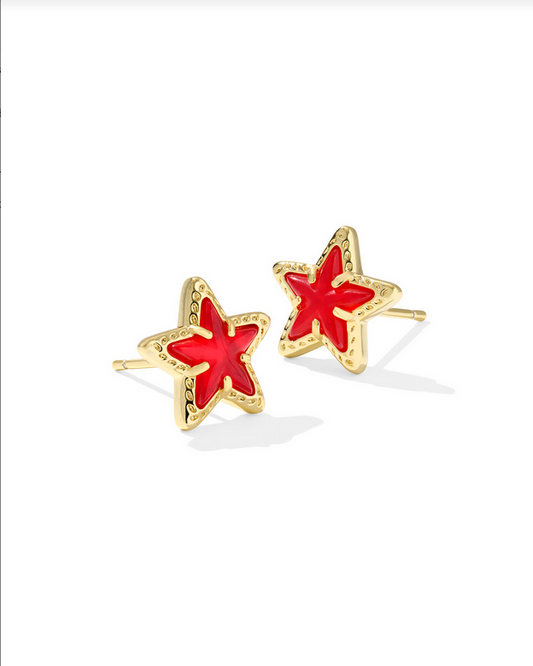 Kendra Scott Cassidy Gold Red Illusion Stud Earrings