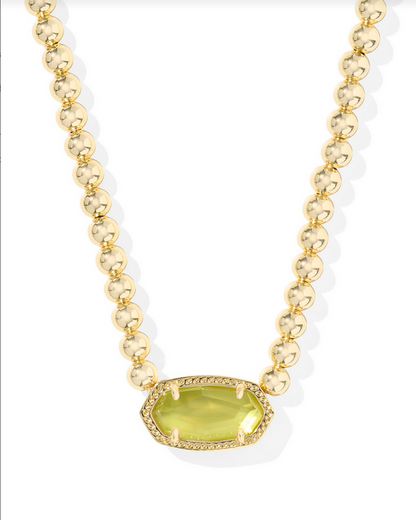 Kendra Scott Elisa Gold Chartresue Green MOP Beaded Necklace