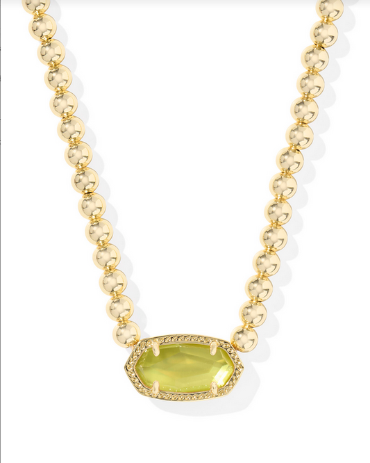 Kendra Scott Elisa Gold Chartresue Green MOP Beaded Necklace