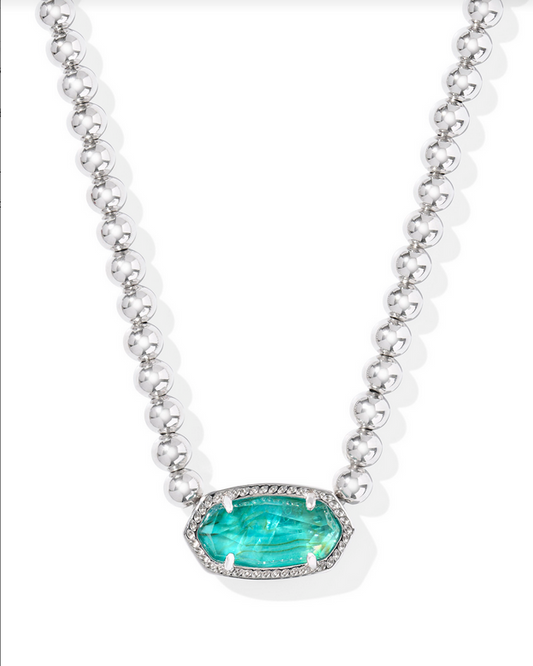 Kendra Scott Elisa Silver Bright Aqua Illusion Beaded Necklace