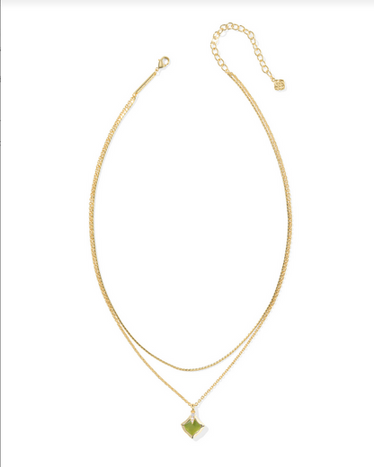 Kendra Scott Joelle Gold Chartreuse Green MOP Multi Strand Necklace