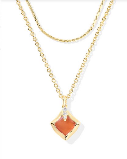 Kendra Scott Joelle Gold Papaya MOP Multi Strand Necklace