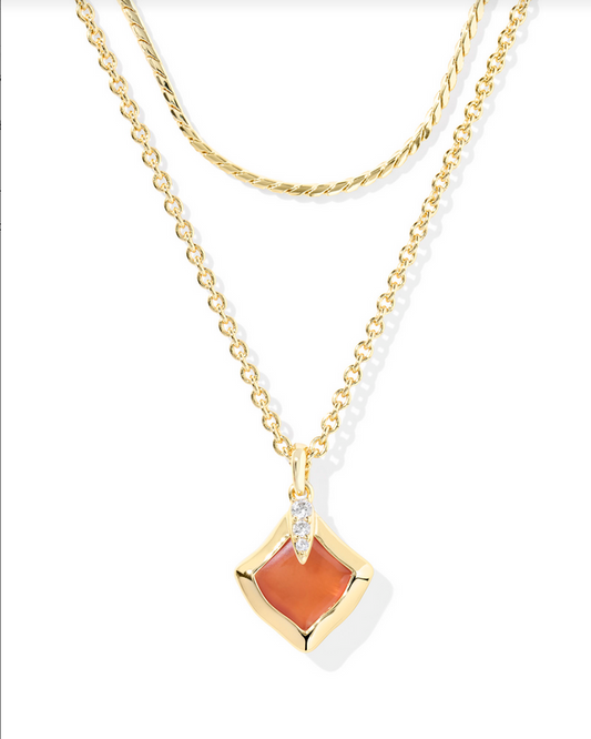 Kendra Scott Joelle Gold Papaya MOP Multi Strand Necklace