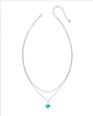 Kendra Scott Joelle Silver Bright Aqua Ilusion Multi Strand Necklace