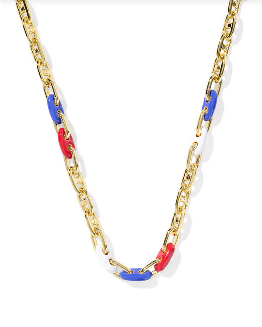 Kendra Scott Bailey Gold Red White Blue Mix Chain Necklace