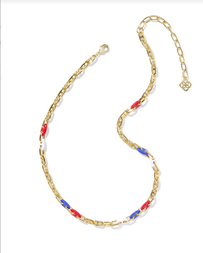 Kendra Scott Bailey Gold Red White Blue Mix Chain Necklace