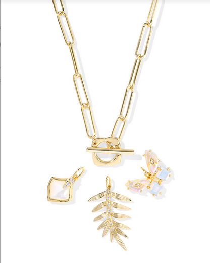 Kendra Scott Bianca Butterfly Gold Iridescent White Mix Charm Necklace