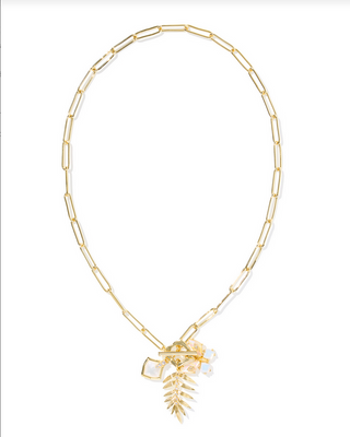 Kendra Scott Bianca Butterfly Gold Iridescent White Mix Charm Necklace