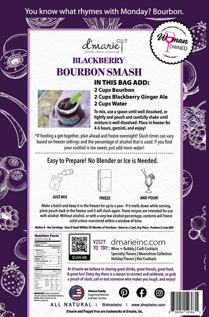 D'Marie Blackberry Bourbon Smash Slush Mix