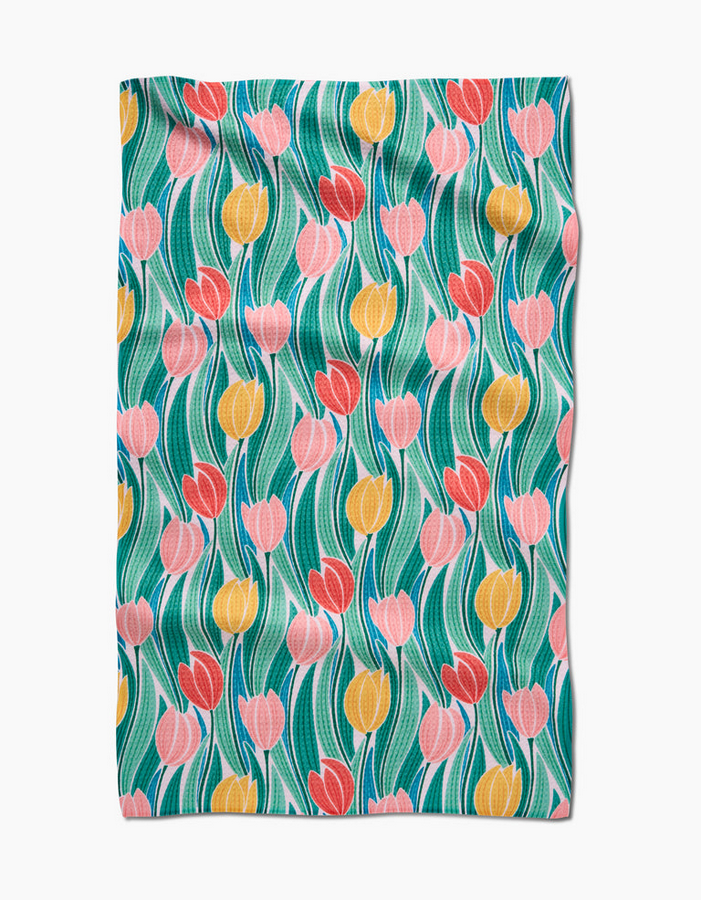 Geometry Tranquil Tulips Tea Towel
