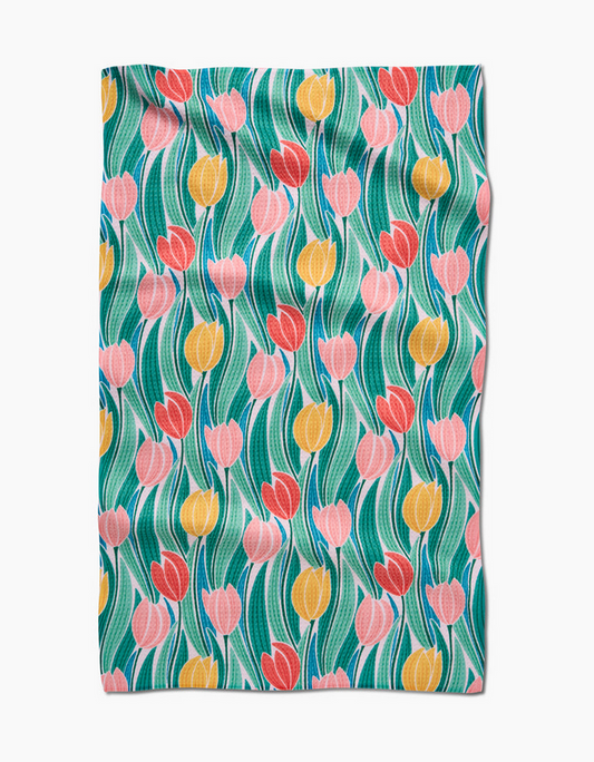 Geometry Tranquil Tulips Tea Towel